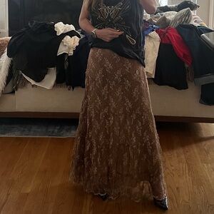 Elegant Anthropolgie Brown Lace Skirt